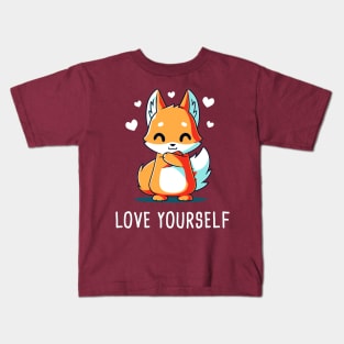 Love Yourself! Cute Funny Fox Lover Quote Funny Animal Artwork Kids T-Shirt